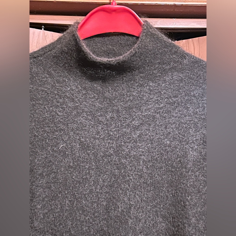 H&M Premium Selection Lace Trimmed Mohair Blend Sweater (Dark Brown & Cream) S - Picture 7 of 8